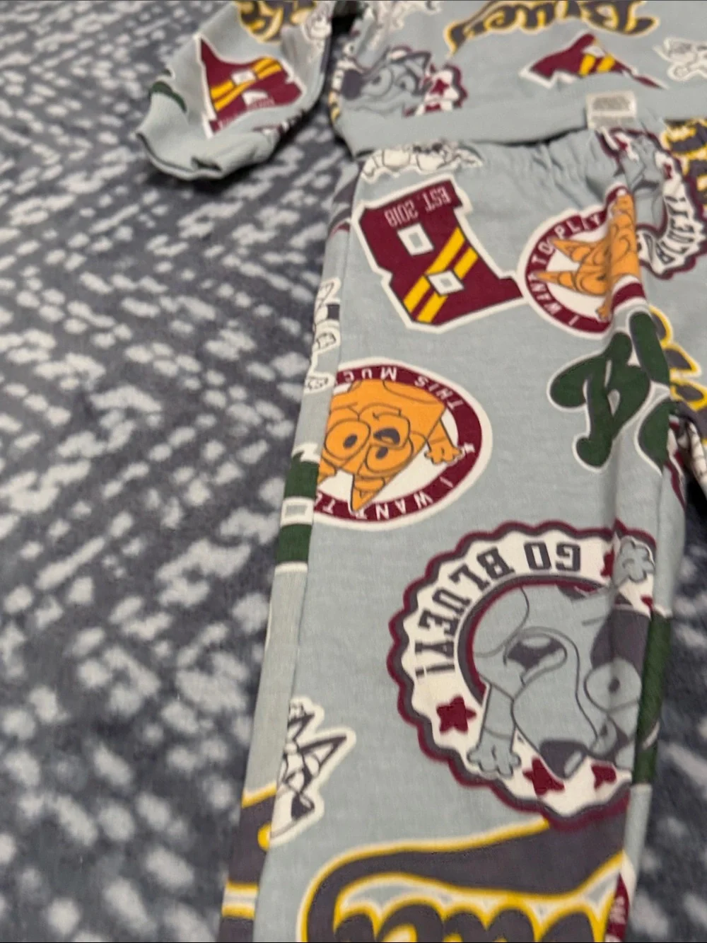Lucy Gray Kids Pajama Set with Green Yellow Burgundy Accents